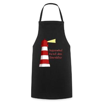 Leuchtturm Gegenwind norddeutsch Kapitän Spruch - Kochschürze - Schwarz - Vorne - AI Model Male 185 dark (185cm)
