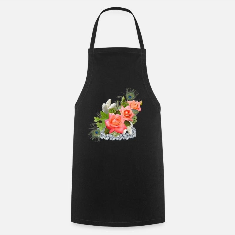 Des fleurs avec des bijoux - Tablier de cuisine - noir