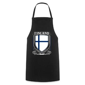 Finland - Cooking Apron - black - Front - AI Model Male 185 dark (185cm)