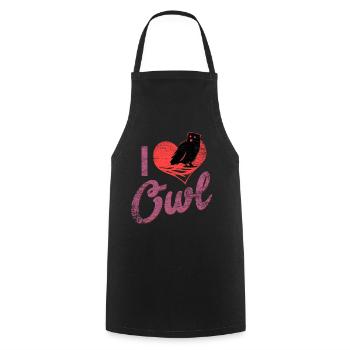Cadeau nocturne chouette amour oiseau nuit forêt - Tablier de cuisine - noir - Devant - AI Model Male 185 dark (185cm)