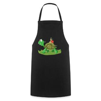 Snail rides on turtle funny gift - Cooking Apron - black - Front - AI Model Male 185 dark (185cm)