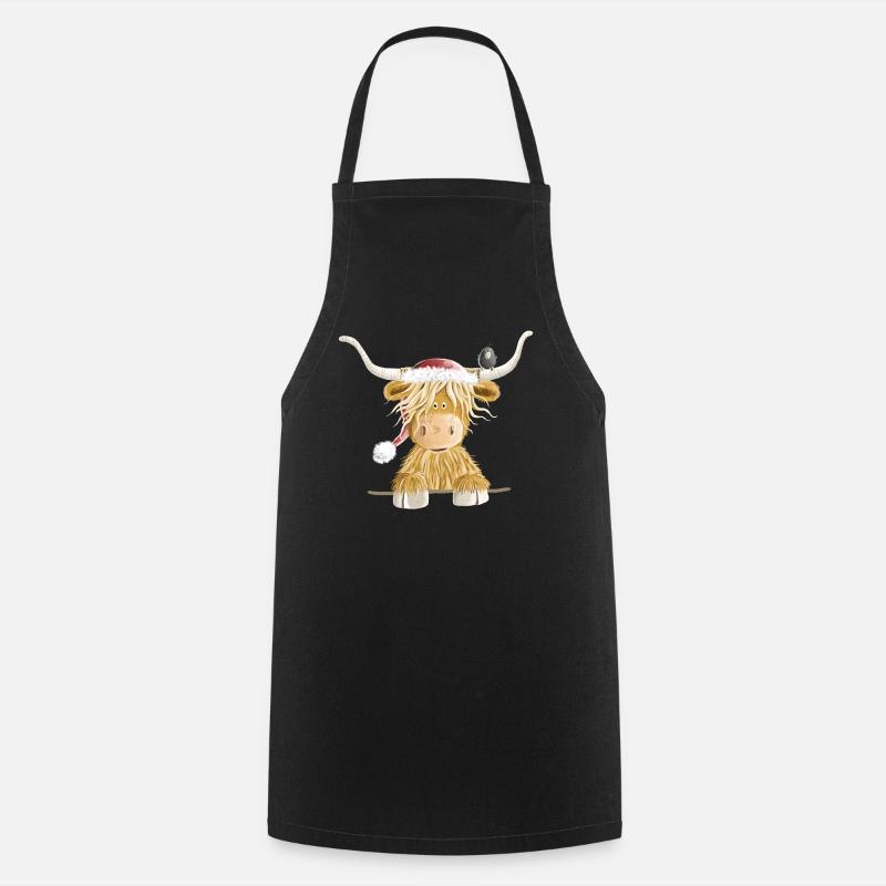 Scottish Highland Cattle Christmas Gift - Cooking Apron - black