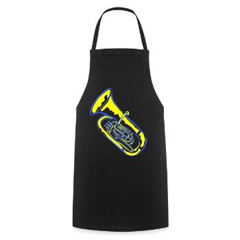 Tuba music in neon colors - Cooking Apron - black - Front - AI Model Male 185 dark (185cm)