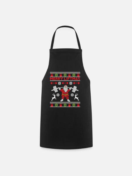 Merry Liftmas Santa Klaus Fitness Weihnachten Xmas - Kochschürze - Schwarz