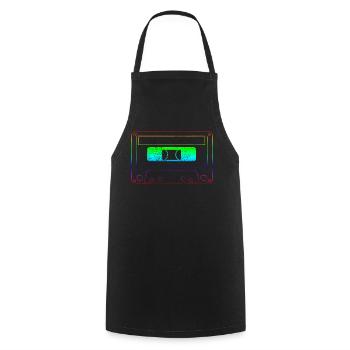 Kassette 80er Neon - Kochschürze - Schwarz - Vorne - AI Model Male 185 dark (185cm)