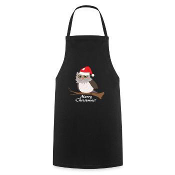 Owl christmas gift animal - Cooking Apron - black - Front - AI Model Male 185 dark (185cm)