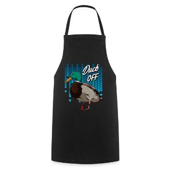 Trendy Duck Word Game | Duck off bird gift - Cooking Apron - black - Front - AI Model Male 185 dark (185cm)
