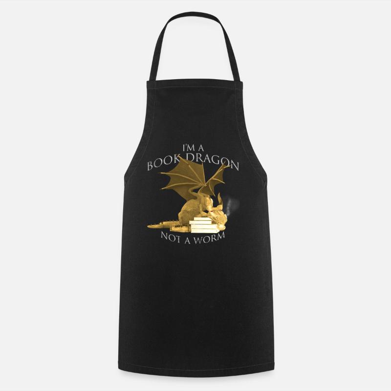 I’m A Book Dragon Not A Worm Livre dragon - Tablier de cuisine - noir