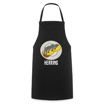 Herring food fish - Cooking Apron - black - Front - AI Model Male 185 dark (185cm)