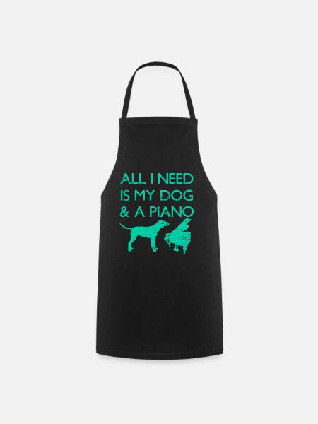 Hund Klavier Haustier Piano Instrument - Kochschürze - Schwarz