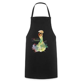 Cadeau danse flamenco - Tablier de cuisine - noir - Devant - AI Model Male 185 dark (185cm)