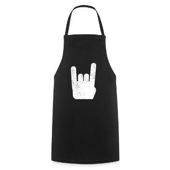Pommesgabel Metal Hand Rock Metal Musik - Kochschürze - Schwarz - Vorne - AI Model Male 185 dark (185cm)