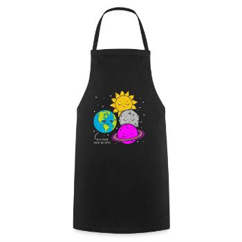 Earth Moon Planet Solar System Physics Funny Life - Cooking Apron - black - Front - AI Model Male 185 dark (185cm)