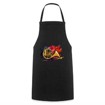 French horn musical instrument hornist - Cooking Apron - black - Front - AI Model Male 185 dark (185cm)
