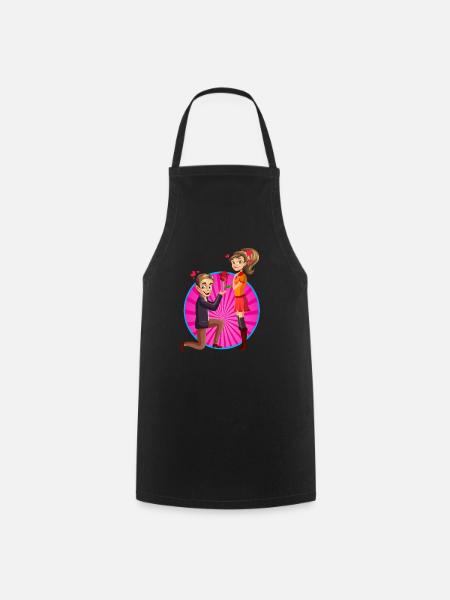 amour heureux amour jour de la mère de mère - Tablier de cuisine - noir