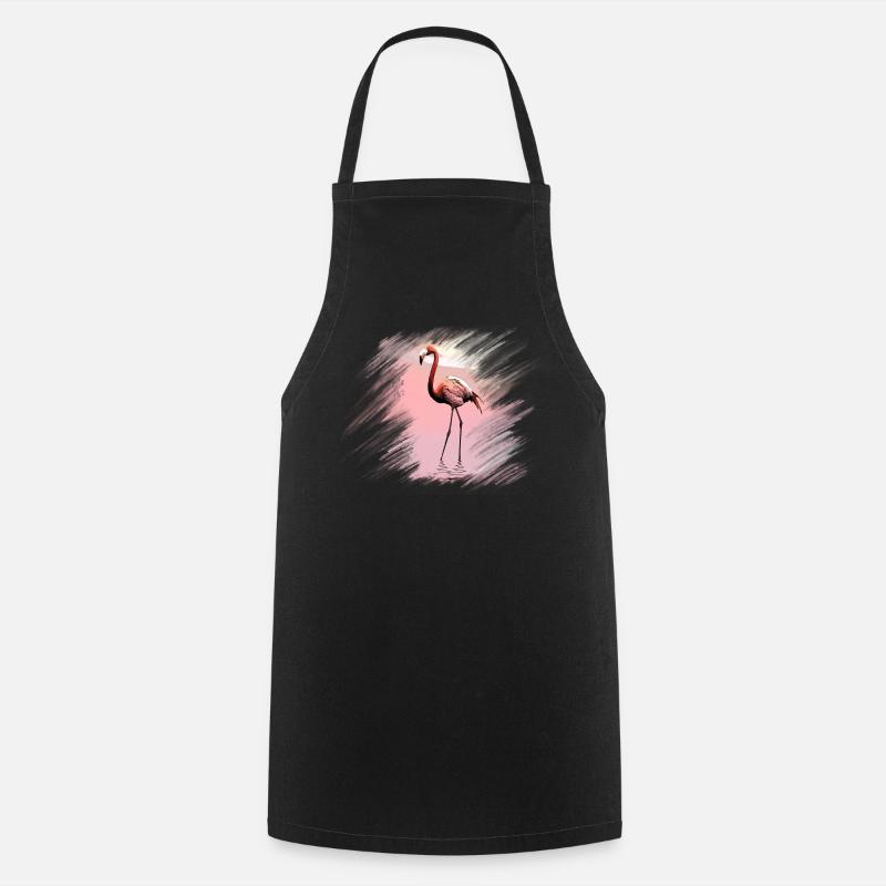 Flamingo - Kochschürze - Schwarz