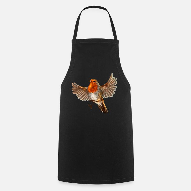 oiseau rouge-gorge - Tablier de cuisine - noir