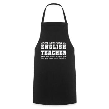 professeur - Tablier de cuisine - noir - Devant - AI Model Male 185 dark (185cm)