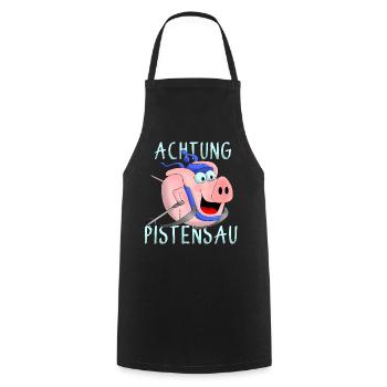 Achtung Pistensau - Kochschürze - Schwarz - Vorne - AI Model Male 185 dark (185cm)