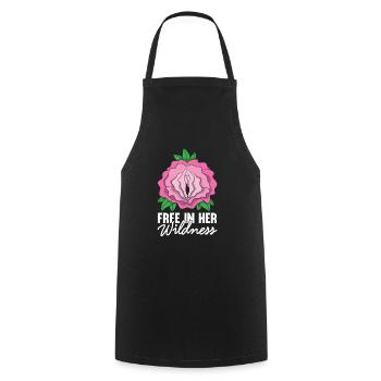 Libre dans sa chemise sauvage Flower Vagin Rose - Tablier de cuisine - noir - Devant - AI Model Male 185 dark (185cm)