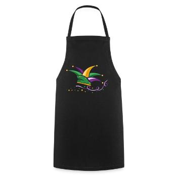 Narrenkappe Mardi Gras New Orleans Karneval - Kochschürze - Schwarz - Vorne - AI Model Male 185 dark (185cm)