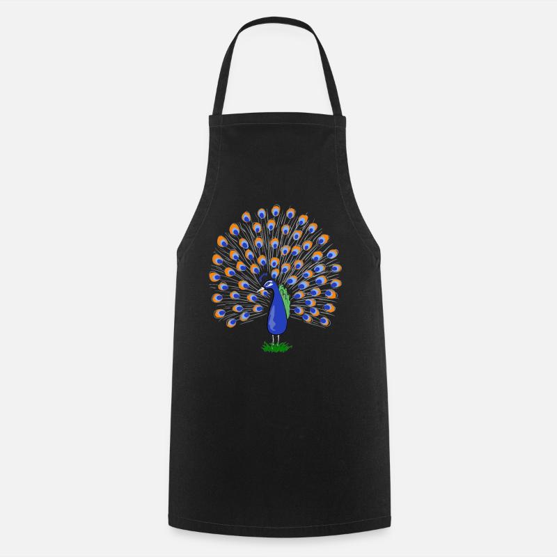 Illustration de plume de paon colorée - Tablier de cuisine - noir