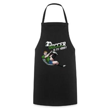 Le football est mon passe-temps | Déclaration de football - Tablier de cuisine - noir - Devant - AI Model Male 185 dark (185cm)