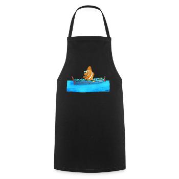 Poisson clown drôle - Tablier de cuisine - noir - Devant - AI Model Male 185 dark (185cm)