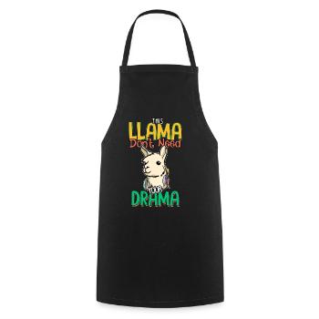 Lama hat keine Zeit für dein Drama - Lama Spruch - Kochschürze - Schwarz - Vorne - AI Model Male 185 dark (185cm)