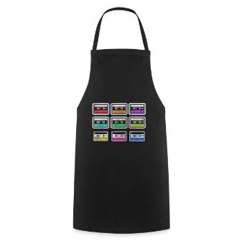 Cassette tape - Cooking Apron - black - Front - AI Model Male 185 dark (185cm)