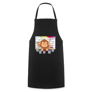 Little Monkey Painting Artist Colorful Kids Baby - Cooking Apron - black - Front - AI Model Male 185 dark (185cm)