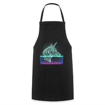 Unicorn 80s 80s 1980 retro disco gift - Cooking Apron - black - Front - AI Model Male 185 dark (185cm)