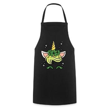 Unicorn with shamrock - Cooking Apron - black - Front - AI Model Male 185 dark (185cm)