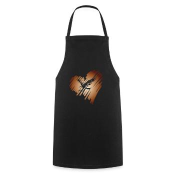 Heart with Eagle Golden Eagle Osprey White-tailed Eagle - Cooking Apron - black - Front - AI Model Male 185 dark (185cm)