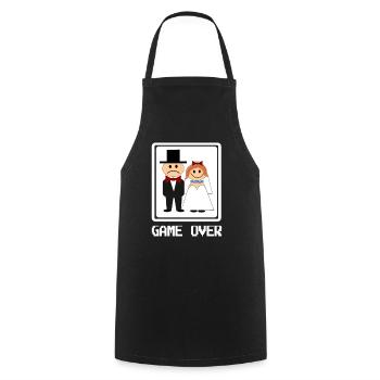 Game Over - Drôle Bachelorette Party Gift - Tablier de cuisine - noir - Devant - AI Model Male 185 dark (185cm)