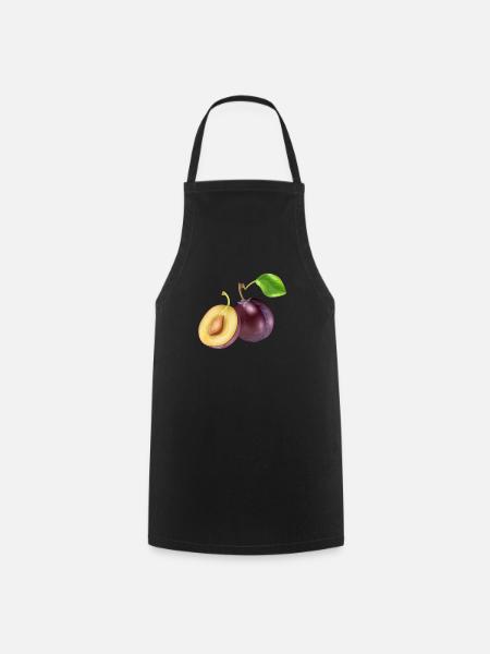 Pflaume Pflaumen Bild Geschenk Idee - Kochschürze - Schwarz