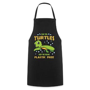 Save the turtles - Cooking Apron - black - Front - AI Model Male 185 dark (185cm)