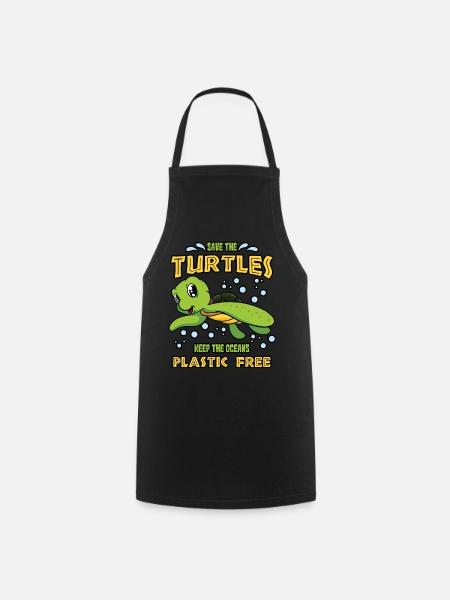 Save the turtles - Cooking Apron - black