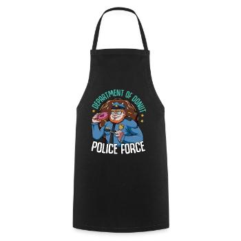 Donuts Bonbons Police Police Policier Glaçage - Tablier de cuisine - noir - Devant - AI Model Male 185 dark (185cm)