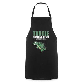 Tortue Running Team Slow Marathon Course Humour Blague - Tablier de cuisine - noir - Devant - AI Model Male 185 dark (185cm)