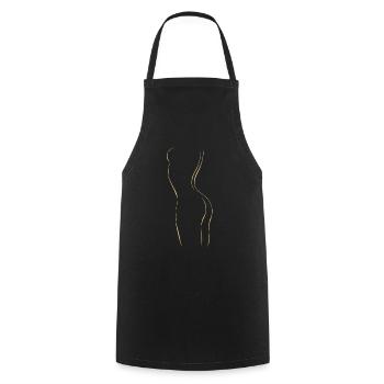 Gold - Naked Woman - Cooking Apron - black - Front - AI Model Male 185 dark (185cm)