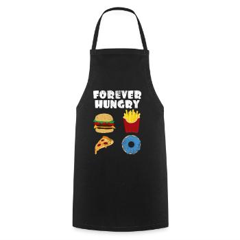 Forever Hungry | Hamburger Pommes Donut Geschenk - Kochschürze - Schwarz - Vorne - AI Model Male 185 dark (185cm)