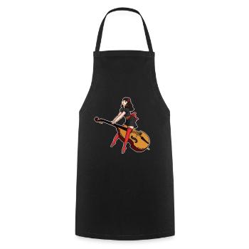 Double bass girl - Cooking Apron - black - Front - AI Model Male 185 dark (185cm)