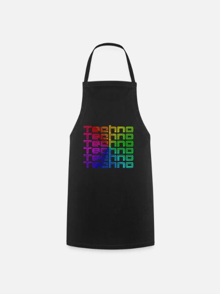 Techno Musik Bass Regenbogen Neon Geschenk - Kochschürze - Schwarz