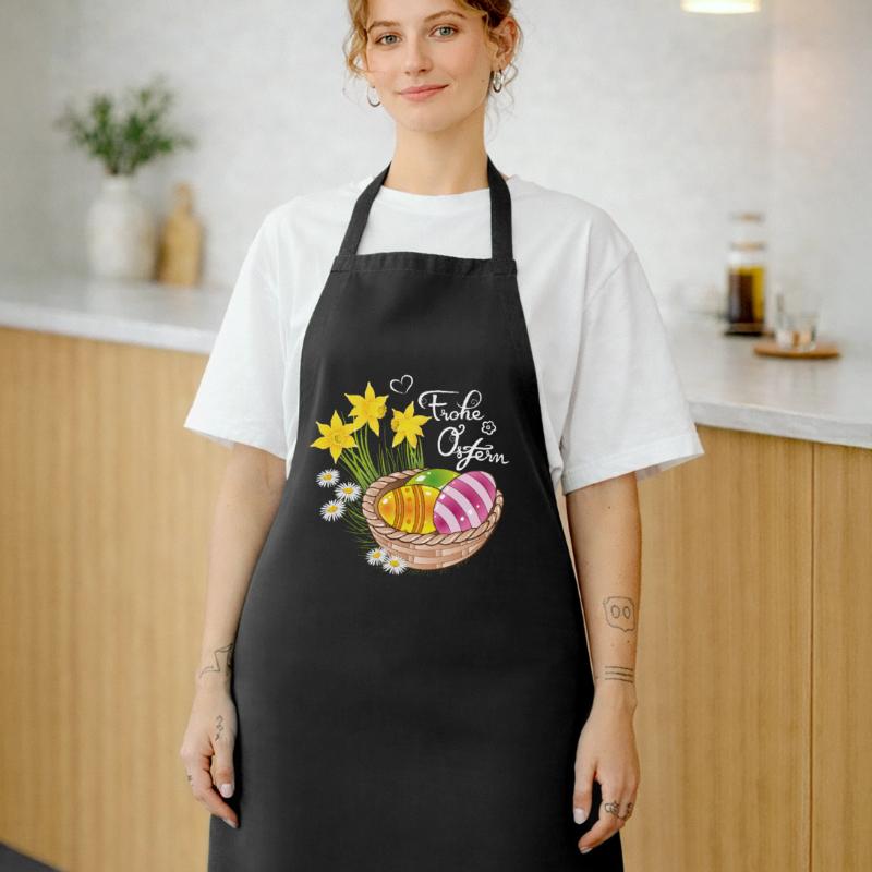 Happy Easter Easter basket Easter eggs Easter flowers eggs Cooking Apron
