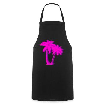 Vaporwave Pink Palm Tree Gift Aesthetic Style - Cooking Apron - black - Front - AI Model Male 185 dark (185cm)