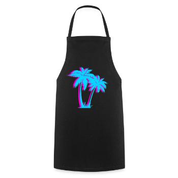 Beach Vaporwave Palm Tree Gift Aesthetic Tropical - Cooking Apron - black - Front - AI Model Male 185 dark (185cm)