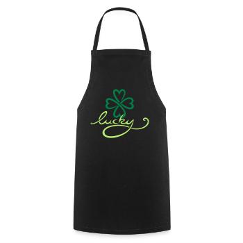 St Patricks Day Lucky Yoga Wellness Tattoo - Kochschürze - Schwarz - Vorne - AI Model Male 185 dark (185cm)