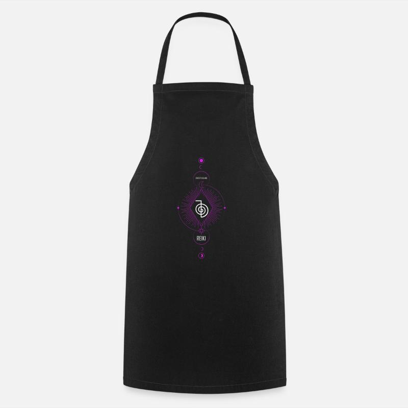 lineart Reiki cure cadeau cool - Tablier de cuisine - noir