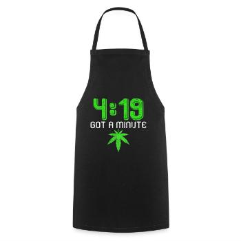 4:19 Got a minute | Cannabis leaf ganja gift - Cooking Apron - black - Front - AI Model Male 185 dark (185cm)